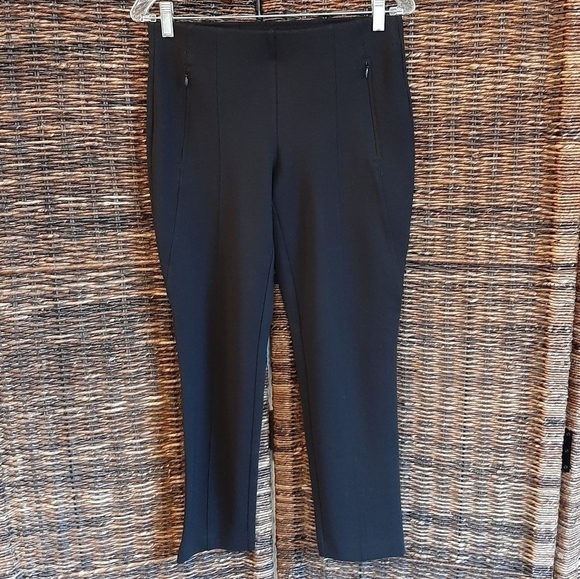 Chico's Ponte Knit Pull On Elastic Waist Crop Stretch Trouser Pants 00 2 Black - Picture 1 of 6
